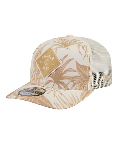 New Era Men's Tan Chicago Cubs Tonal Palm 9SEVENTY Adjustable Trucker Hat