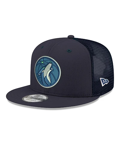New Era Men's Navy Minnesota Timberwolves Core Logo Meshback 9FIFTY Snapback Hat