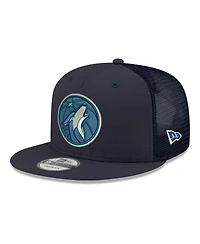 New Era Men's Navy Minnesota Timberwolves Core Logo Meshback 9FIFTY Snapback Hat