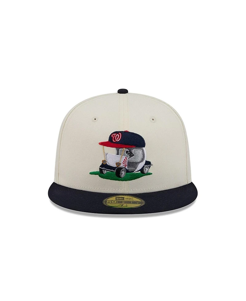 New Era Men's Cream/Navy Washington Nationals Bullpen Cart 59FIFTY Fitted Hat