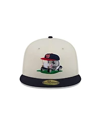 New Era Men's Cream/Navy Washington Nationals Bullpen Cart 59FIFTY Fitted Hat