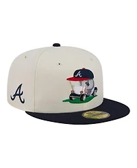 New Era Men's Cream/Navy Atlanta Braves Bullpen Cart 59FIFTY Fitted Hat