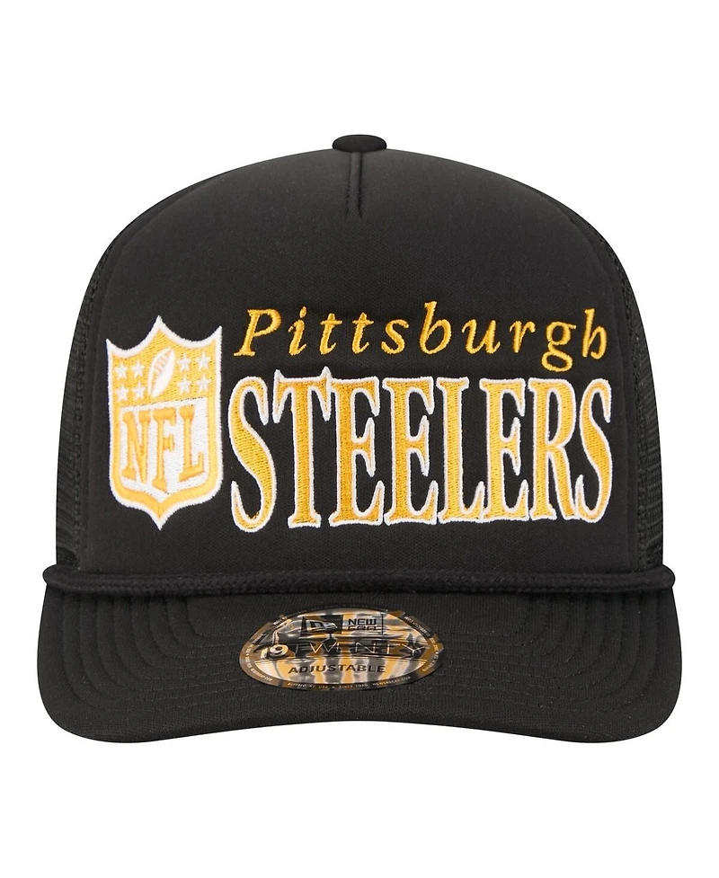 New Era Men's Black Pittsburgh Steelers Throwback Foam 19TWENTY Adjustable Hat