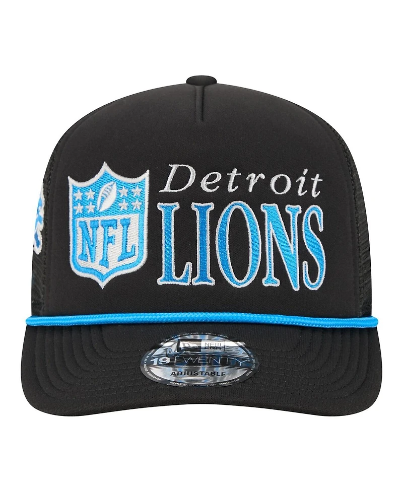 New Era Men's Black Detroit Lions Throwback Foam 19TWENTY Adjustable Hat