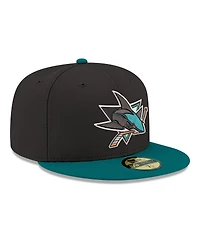 New Era Men's Black San Jose Sharks Core Logo Two-Tone 59FIFTY Fitted Hat