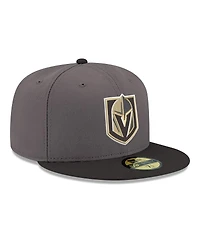 New Era Men's Gray Vegas Golden Knights Core Logo Two-Tone 59FIFTY Fitted Hat