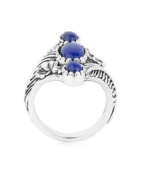 American West Jewelry Sterling Silver Lapis Oval Leaf and Vine Ring, Sizes 5 to 11