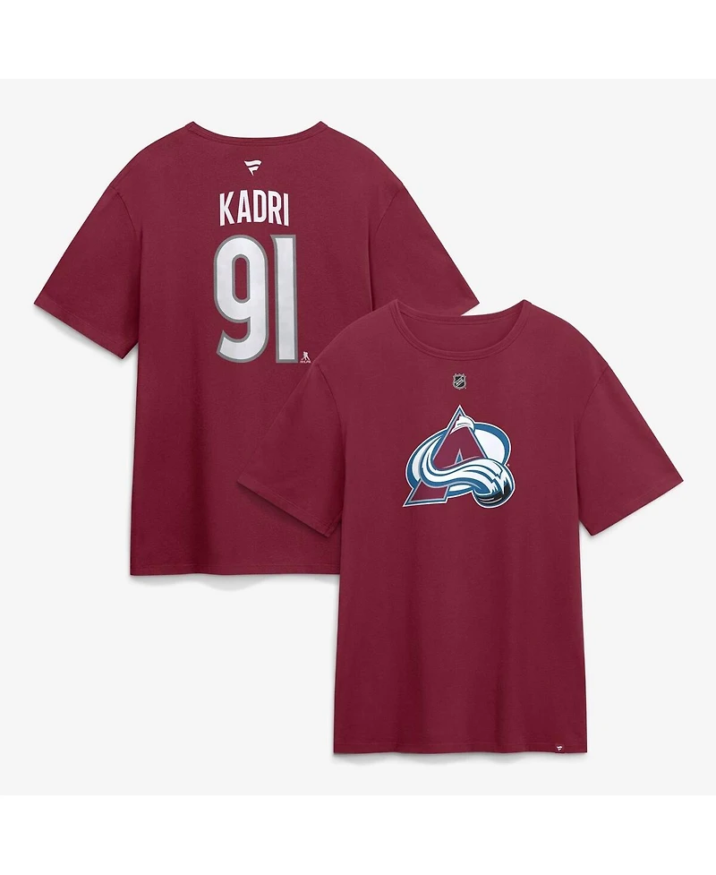 Fanatics Men's Nazem Kadri Burgundy Colorado Avalanche Authentic Stack Name and Number T-Shirt