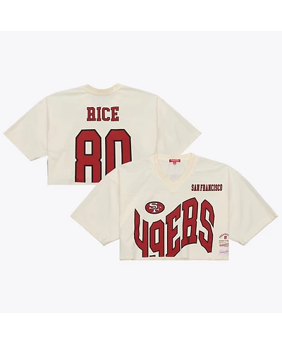 Mitchell & Ness Women's Jerry Rice Cream San Francisco 49ers Retired Player Cropped Fashion Jersey