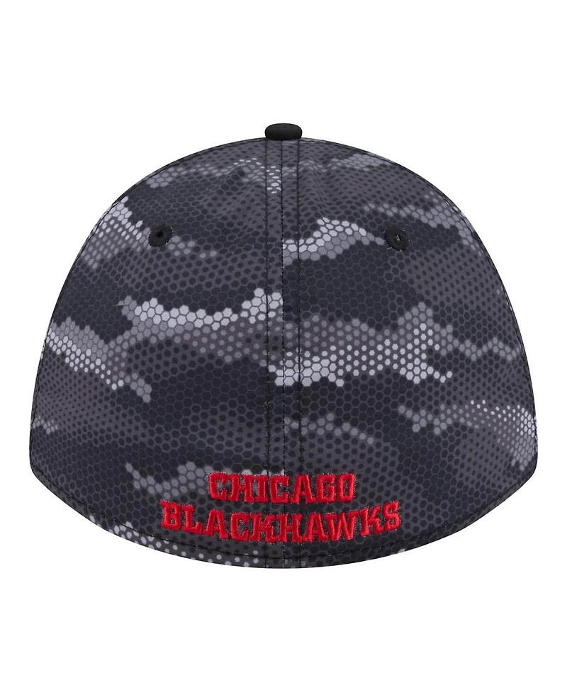 New Era Men's Black Chicago Blackhawks Zero Dark 39THIRTY Flex Hat