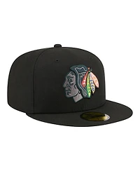New Era Men's Black Chicago Blackhawks Color Pop 59FIFTY Fitted Hat