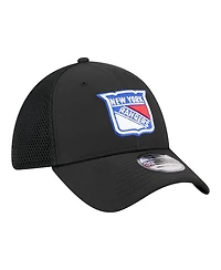 New Era Men's Black York Rangers Logo 39THIRTY Flex Hat