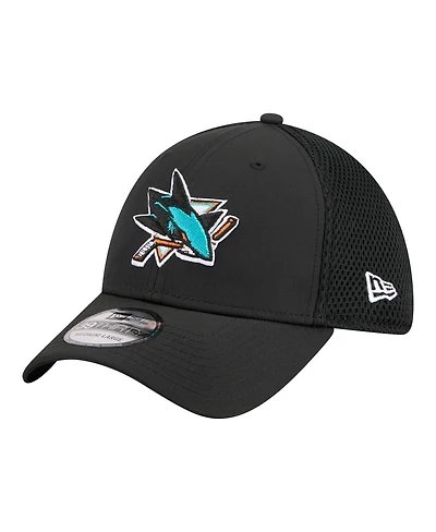 New Era Men's Black San Jose Sharks Logo 39THIRTY Flex Hat