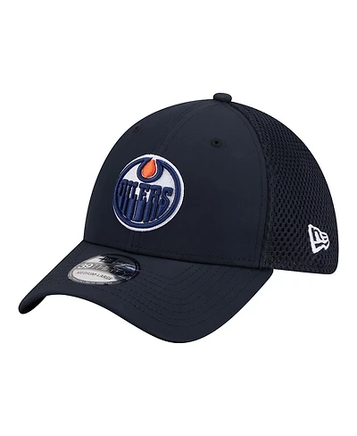 New Era Men's Navy Edmonton Oilers Logo 39THIRTY Flex Hat