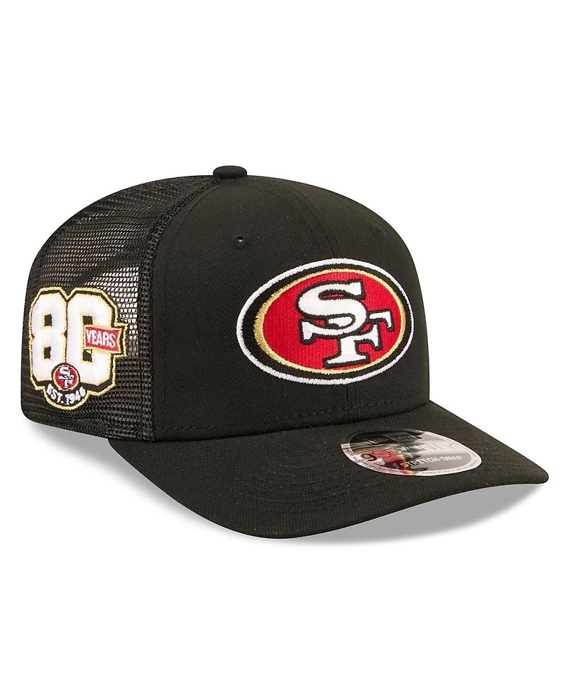 New Era Men's Black San Francisco 49ers 80th Anniversary 9SEVENTY Trucker Adjustable Hat