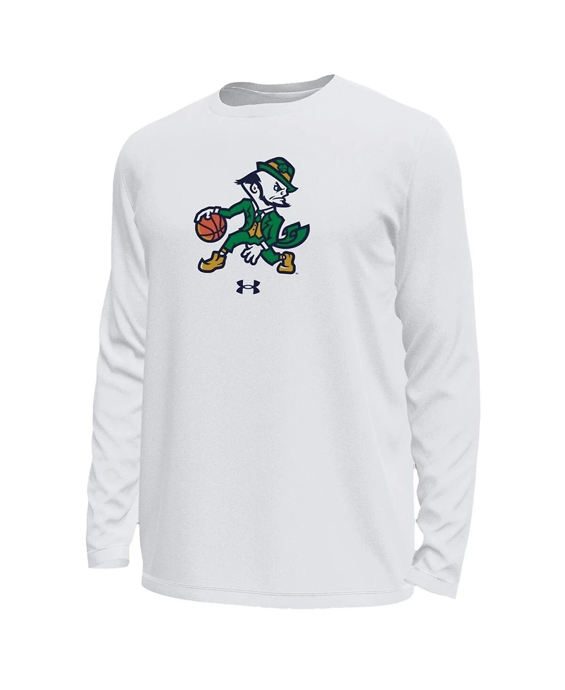 Under Armour Men's White Notre Dame Fighting Irish Basketball Leprechaun Tech Stretch Long Sleeve T-Shirt