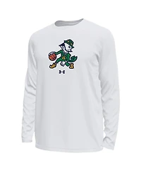 Under Armour Men's White Notre Dame Fighting Irish Basketball Leprechaun Tech Stretch Long Sleeve T-Shirt