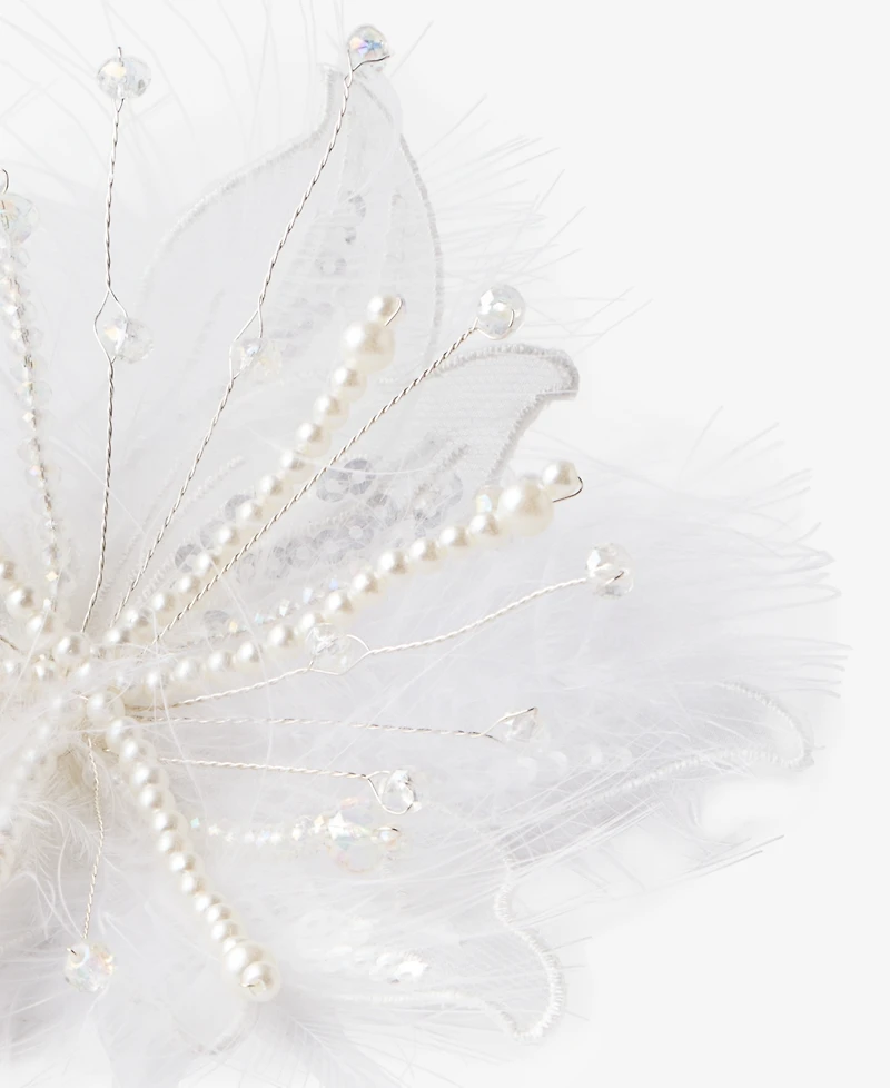 Holiday Lane Gilded Glamour Feather Flower Clip, Macy's Exclusive
