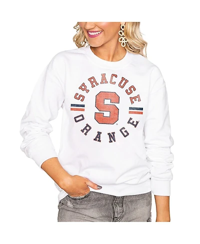 Gameday Couture Women's White Syracuse Orange Oversized Vintage Days Perfect Crew Sweatshirt