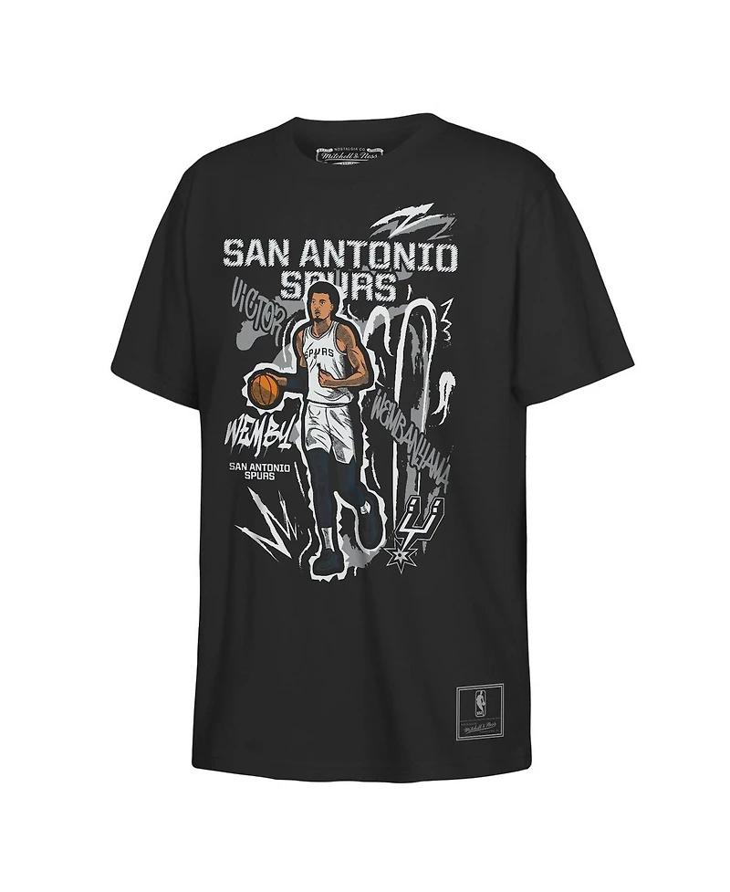 Mitchell & Ness Big Boys and Girls Victor Wembanyama Black San Antonio Spurs Chalked Up Player Name Number T-Shirt