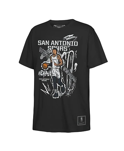 Mitchell & Ness Big Boys and Girls Victor Wembanyama Black San Antonio Spurs Chalked Up Player Name Number T-Shirt