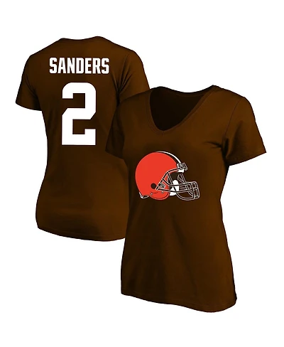 Fanatics Women's Shedeur Sanders Brown Cleveland Browns Plus Name and Number V-Neck T-Shirt
