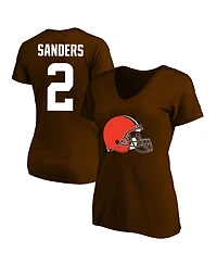 Fanatics Women's Shedeur Sanders Brown Cleveland Browns Plus Name and Number V-Neck T-Shirt