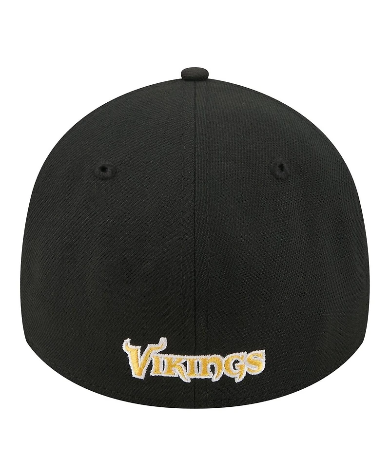 New Era Men's Black Minnesota Vikings Core Team 39THIRTY Flex Hat