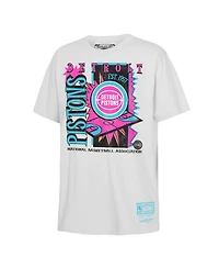 Mitchell & Ness Big Boys and Girls White Detroit Pistons Neon Court Shock T-Shirt