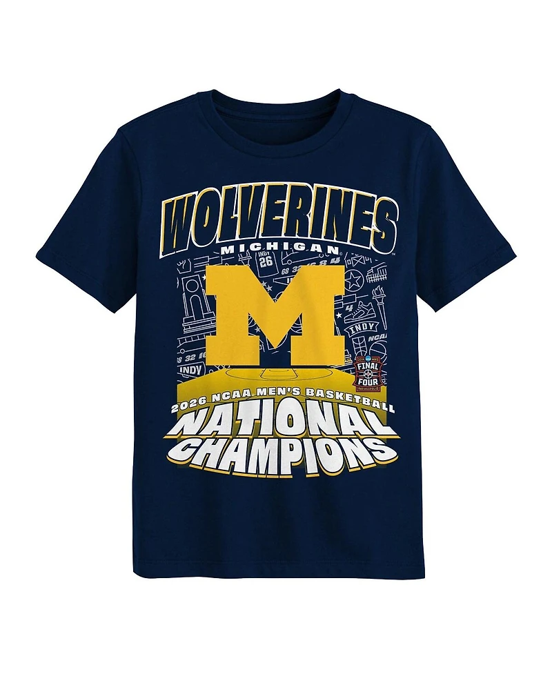 Outerstuff Preschool Navy Michigan Wolverines 2026 Ncaa Men's Basketball National Champions It's March T-Shirt