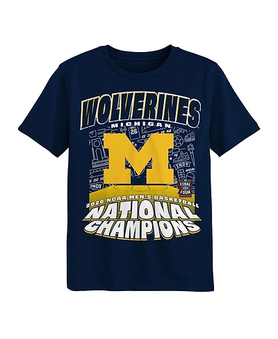 Outerstuff Preschool Navy Michigan Wolverines 2026 Ncaa Men's Basketball National Champions It's March T-Shirt