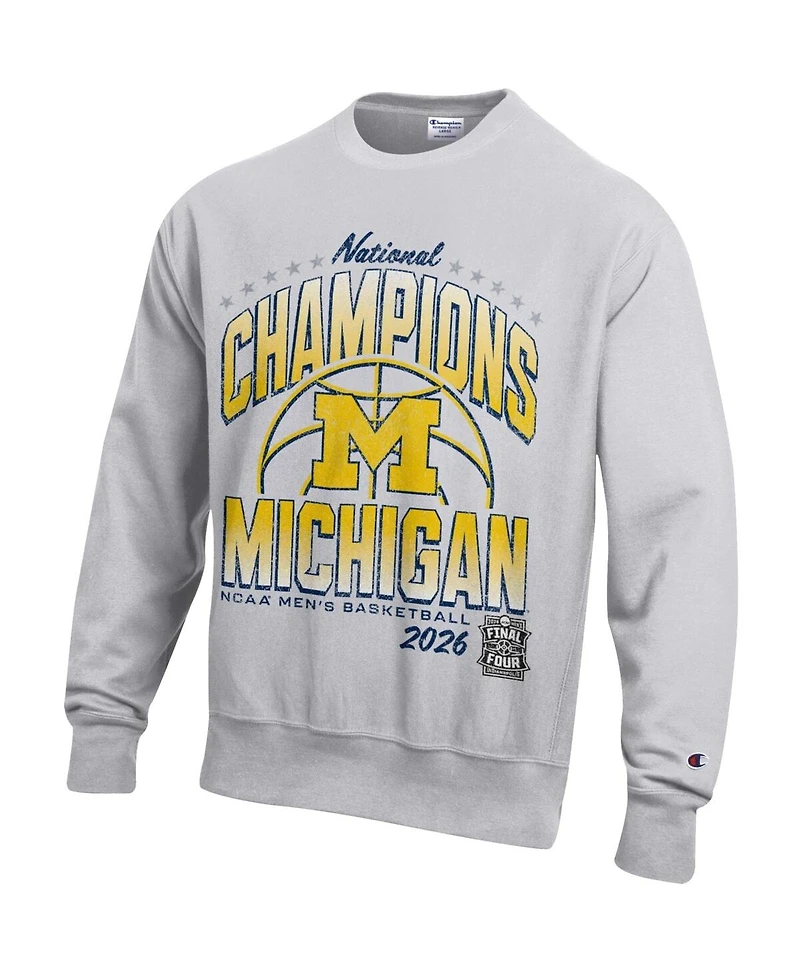 Champion Men's Gray Michigan Wolverines 2026 Ncaa Basketball National Champions Reverse Weave Sweatshirt