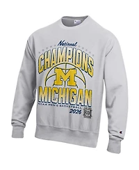 Champion Men's Gray Michigan Wolverines 2026 Ncaa Basketball National Champions Reverse Weave Sweatshirt