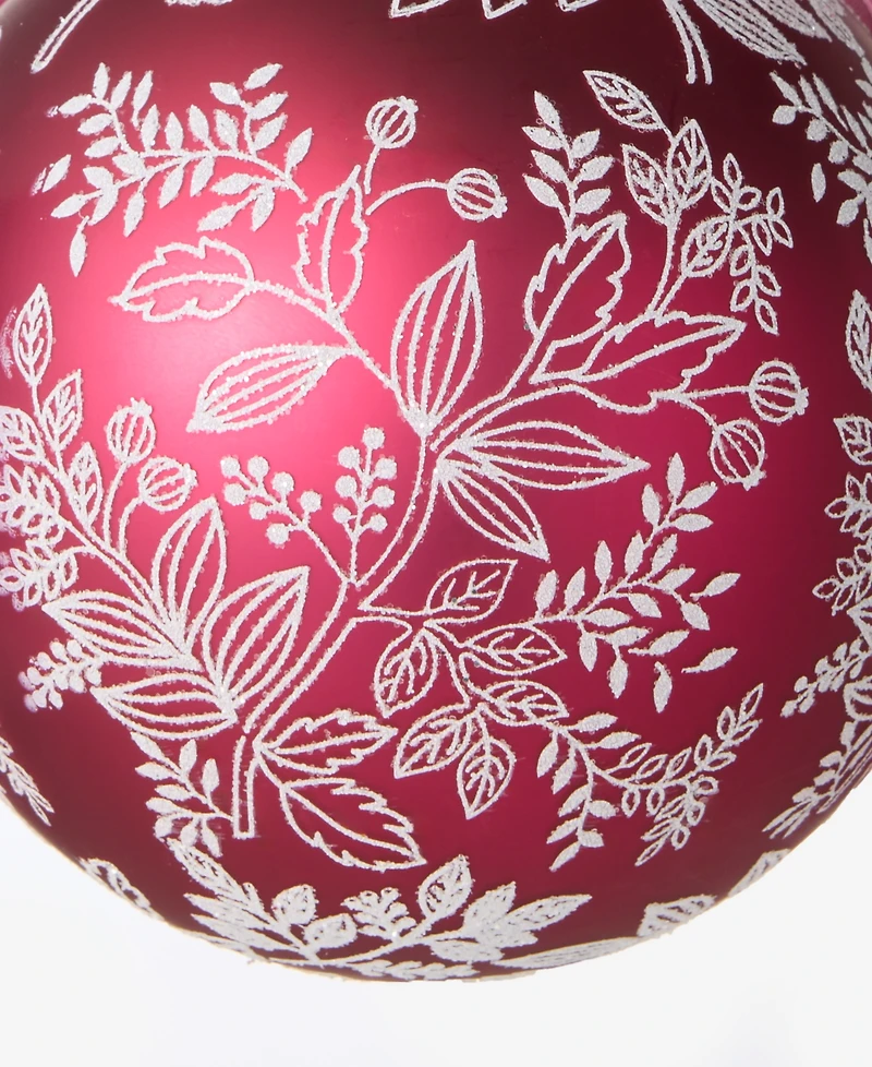 Holiday Lane Holiday Toile Red Floral Ball Ornament, Macy's Exclusive