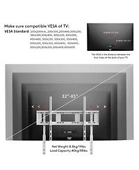 Unho No Drill Tv Stand, 3-Level Height Adjustable, Stable Bottom Bar, Easy Install, Wall-Leaning