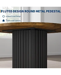 homfan Round Dining Table for 4 to 6 with Wave Metal Pedestal Base, 47.24 Kitchen and Room