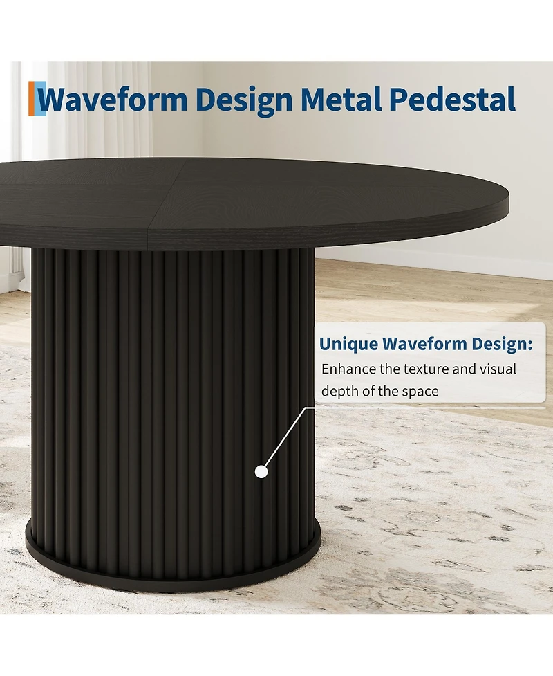 homfan Round Dining Table for 4 to 6 with Wave Metal Pedestal Base, 47.24 Kitchen and Room