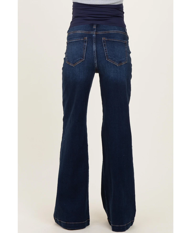 Pinkblush Maternity Navy Dark Wash Wide Leg Jeans