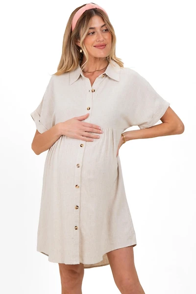 Pinkblush Women's Sage Dolman Sleeve Linen Shirt Dress