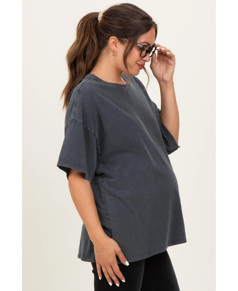 Pinkblush Maternity Light Navy Oversized Mineral Wash T-Shirt