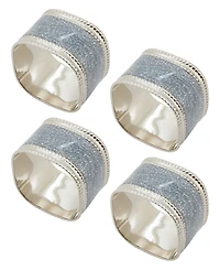 Saro Lifestyle Sparkling Square Design Napkin Rings, Set of 4