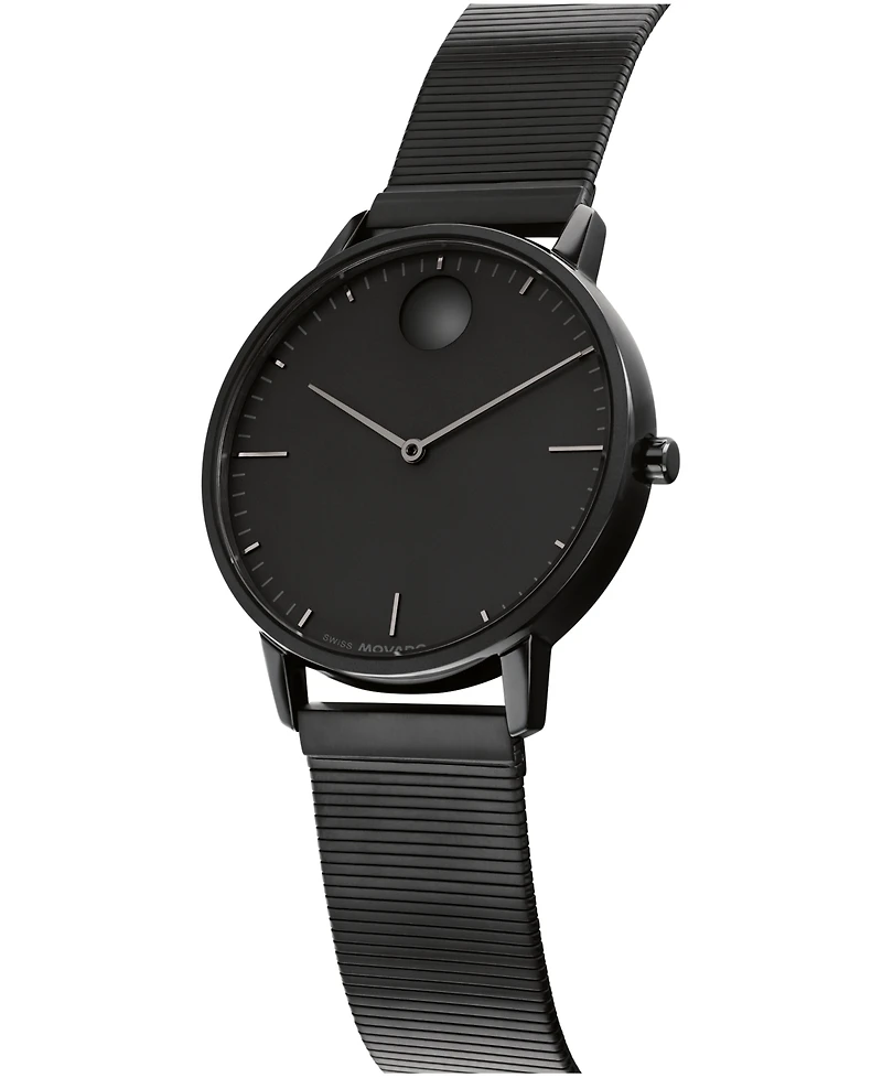 Movado Unisex Movado Face Swiss Quartz Ionic Plated Steel Watch 41mm