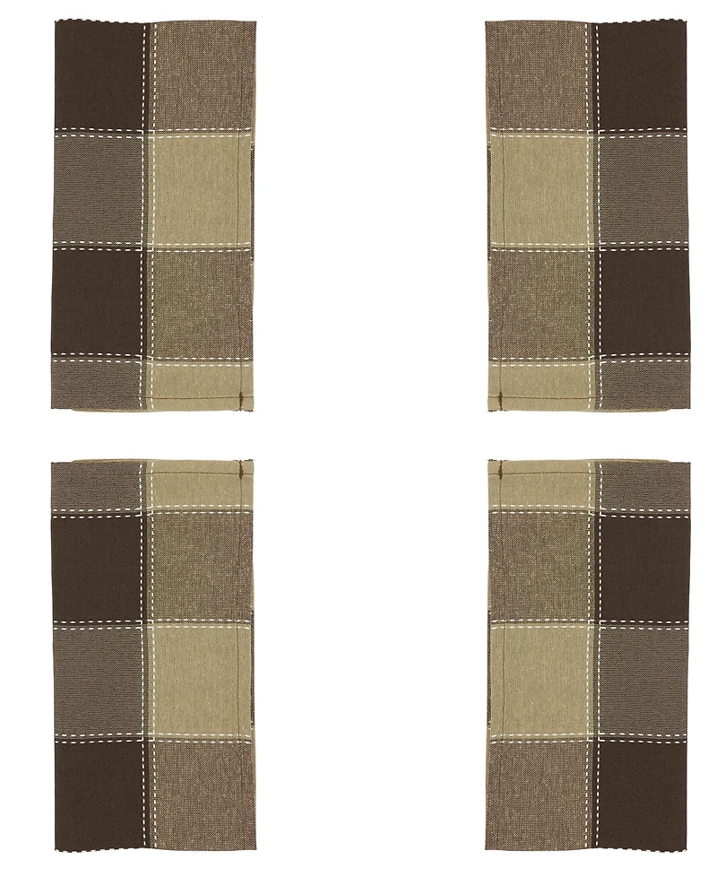 Saro Lifestyle Stitched Plaid Design Napkins, Set of 4