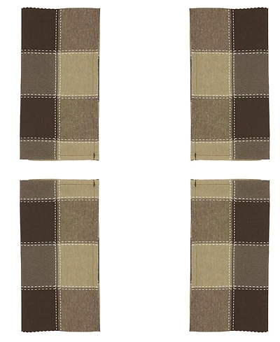 Saro Lifestyle Stitched Plaid Design Napkins, Set of 4