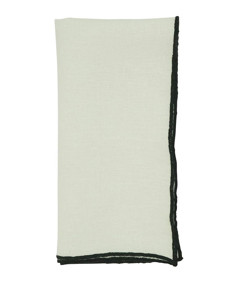 Saro Lifestyle Stonewashed Stitch Border Table Napkins, Set of 4