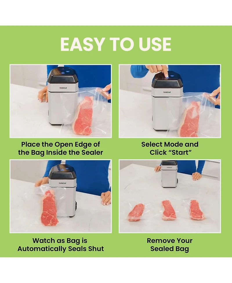 Airtight Double Seal Compact Upright Bag Food Vacuum Sealer with 12 Bags