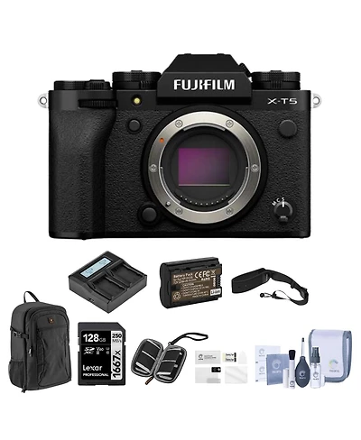 Fujifilm X-T5 Mirrorless Camera, 128GB Sd Card, Backpack, 2x Battery, Charger, Screen Protector, Camera Strap, Sd Card Case