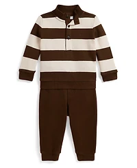 Polo Ralph Lauren Baby Boys' Striped Estate-Rib Pullover Top and Pants, 2-Piece Set