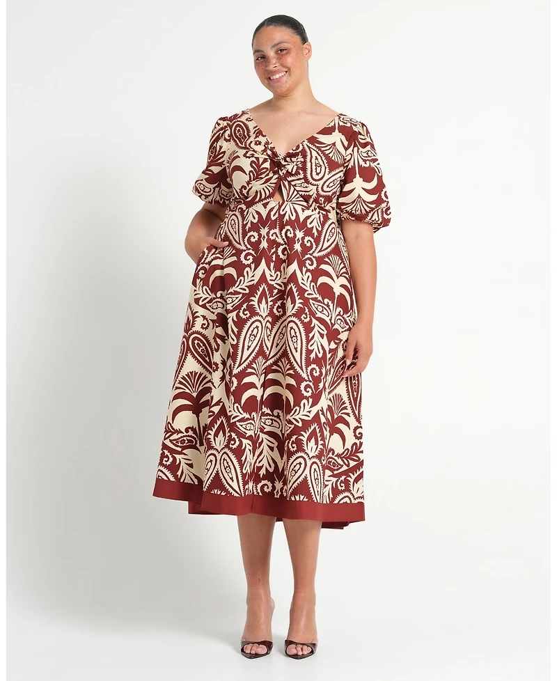 Estelle Women's Aurela Cotton Print Twist Midi Dress