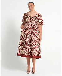 Estelle Women's Aurela Cotton Print Twist Midi Dress